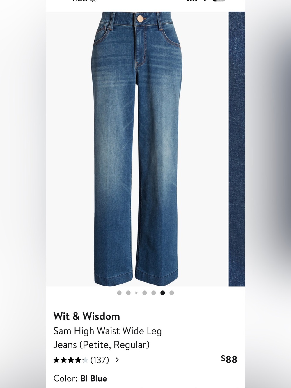 Wit & Wisdom Blue Wide Leg Jeans
